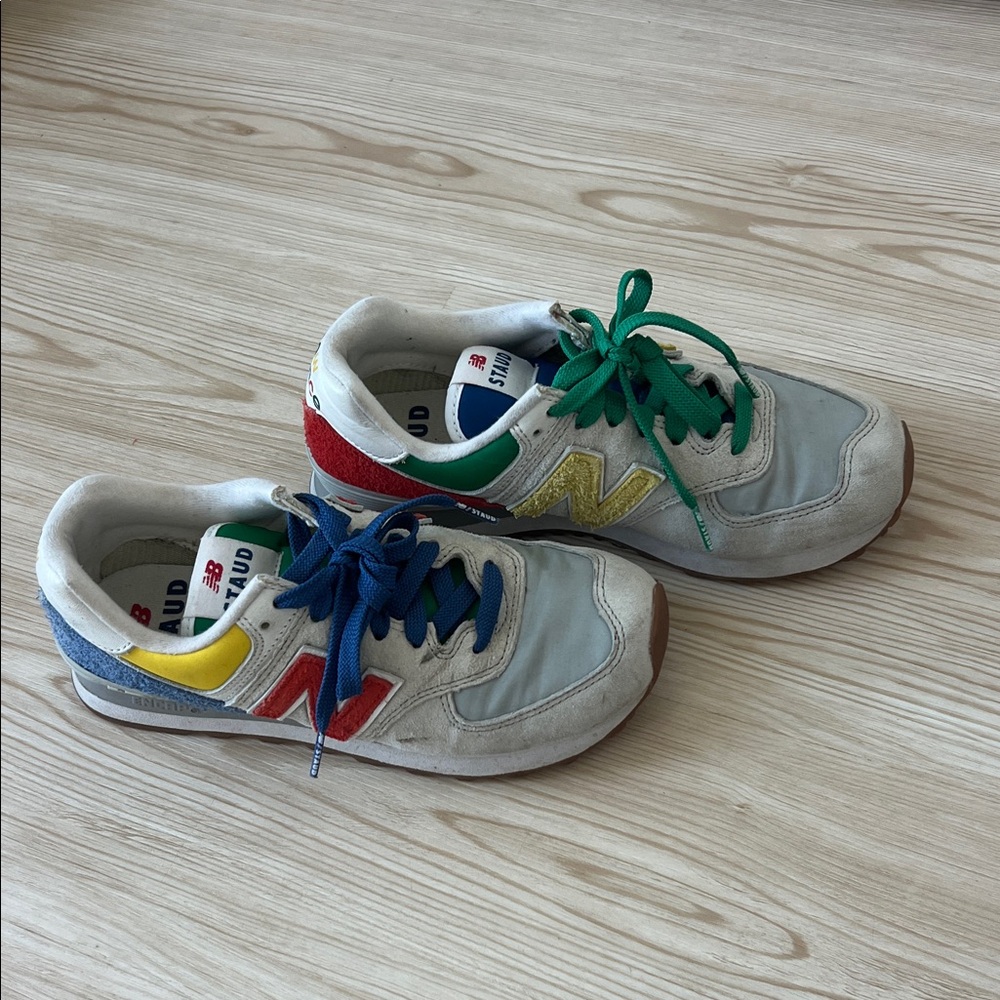 New Balance 574 x STAUD Limited Edition Multicolor Sneakers. Women 7/Men 5.5 - Picture 7 of 8